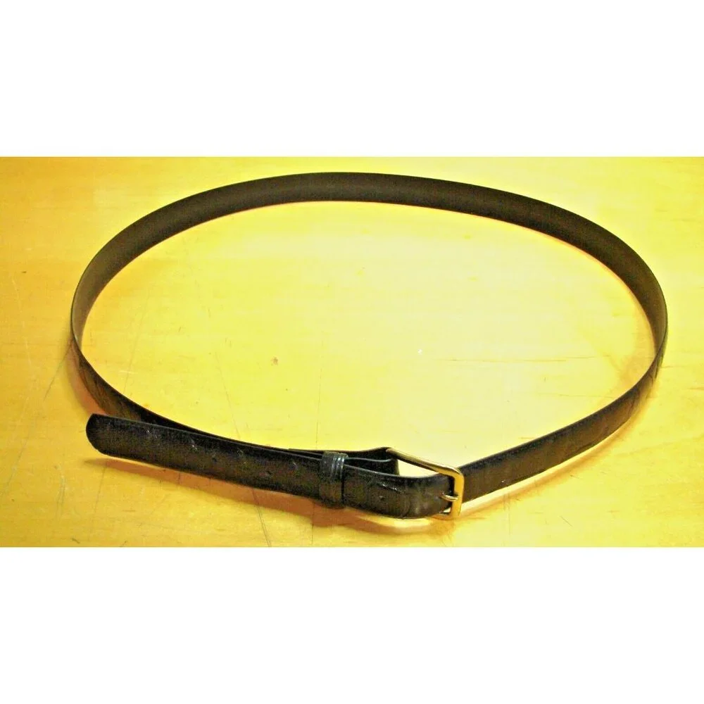 Black Embossed Leather Dress Belt Reptilian Textured Exotic Sz 26W Gold Buckle